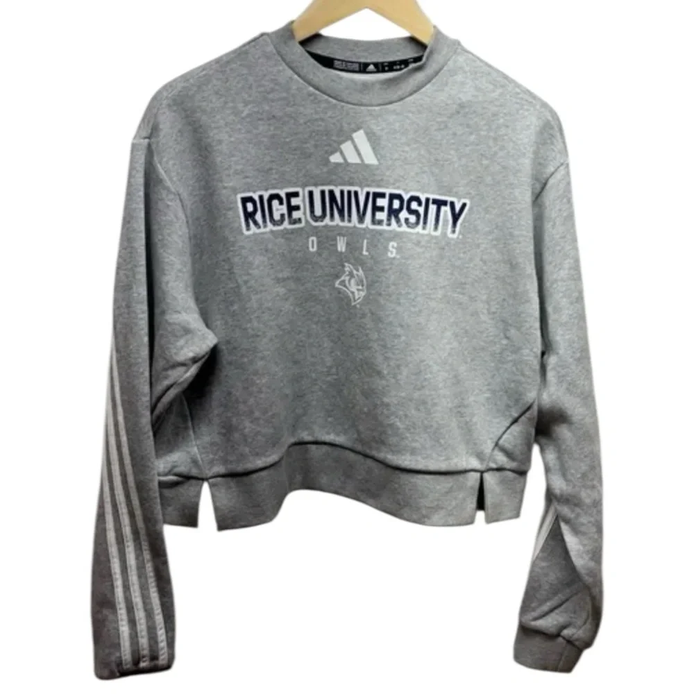 Adidas Rice University cropped gray sweatshirt Size Small - Picture 1 of 6